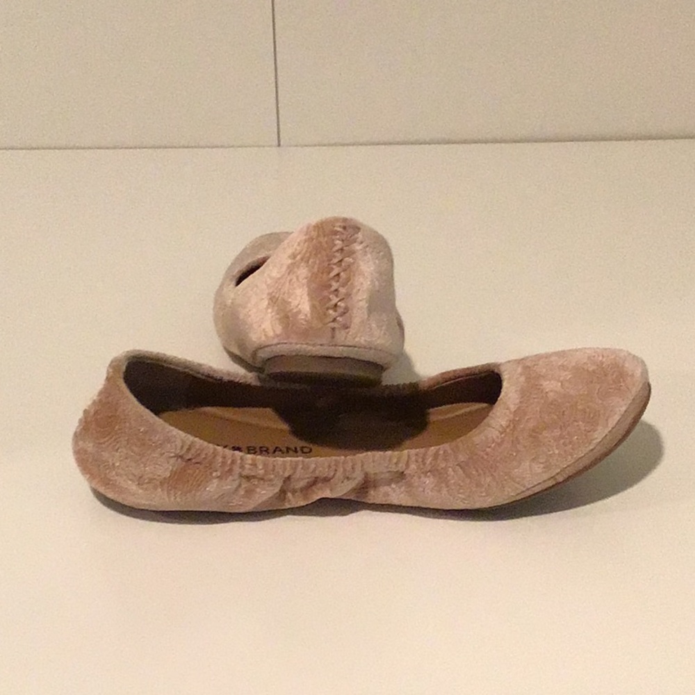 LUCKY BRAND EMMIE PINK VELVET FLATS